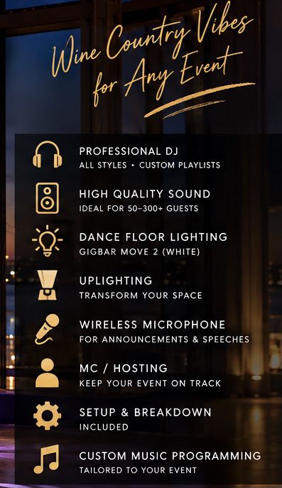Four moments from company and holiday events DJed by DJ Modern Maestro: a dancing crowd with inflatable guitars, team games, a group sing-along and a branded booth selfie
